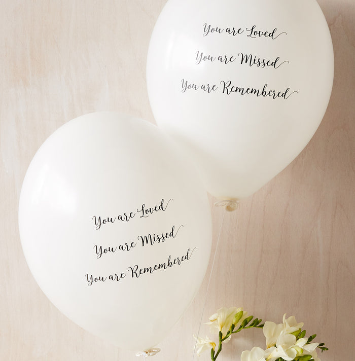 &#39;You Are Loved, Missed, Remembered&#39; Funeral Balloons