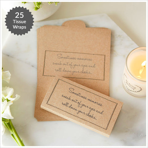 25 Kraft Tissue Wrap Funeral Favours 'Sometimes Memories Sneak Out of Your Eyes'