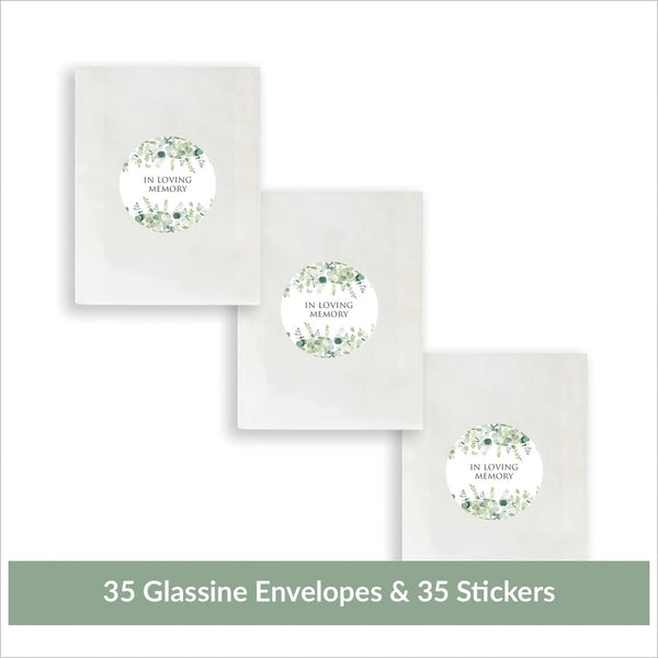 35 Eucalyptus Favour Envelopes & Stickers