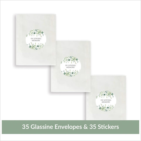 35 Eucalyptus Funeral Favour Envelopes & Stickers