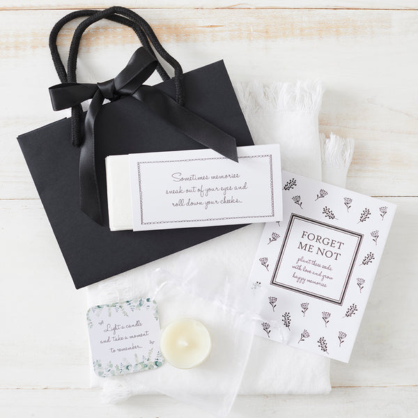 Filled Funeral Favour Gift Bag - Seeds, Candle & Tissues