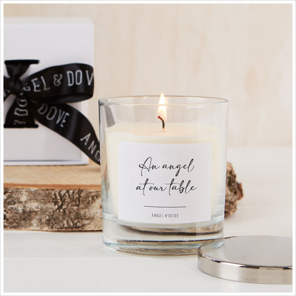 'An Angel at our Table' Gift Boxed 300ml Remembrance Candle with Silver Lid