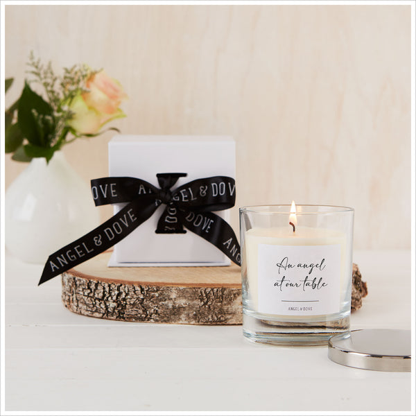 'An Angel at our Table' Gift Boxed 300ml Remembrance Candle with Silver Lid