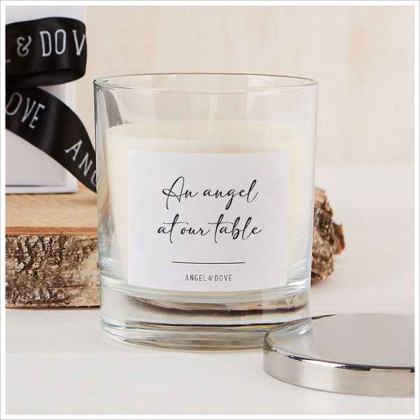 'An Angel at our Table' Gift Boxed 300ml Remembrance Candle with Silver Lid