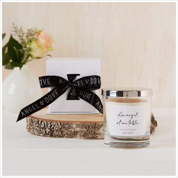 'An Angel at our Table' Gift Boxed 300ml Remembrance Candle with Silver Lid