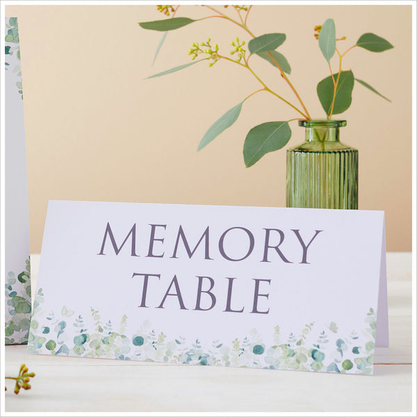 Eucalyptus Funeral Memory Table 2 Signs Set