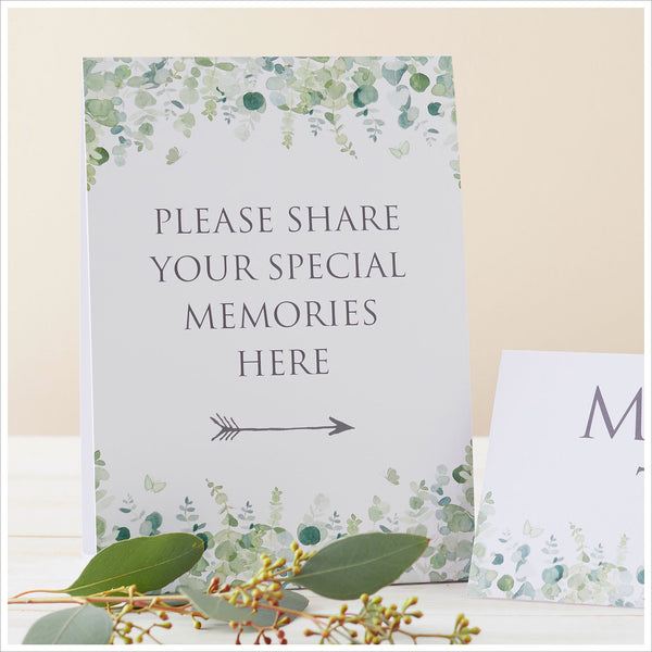 Eucalyptus Funeral Memory Table 2 Signs Set