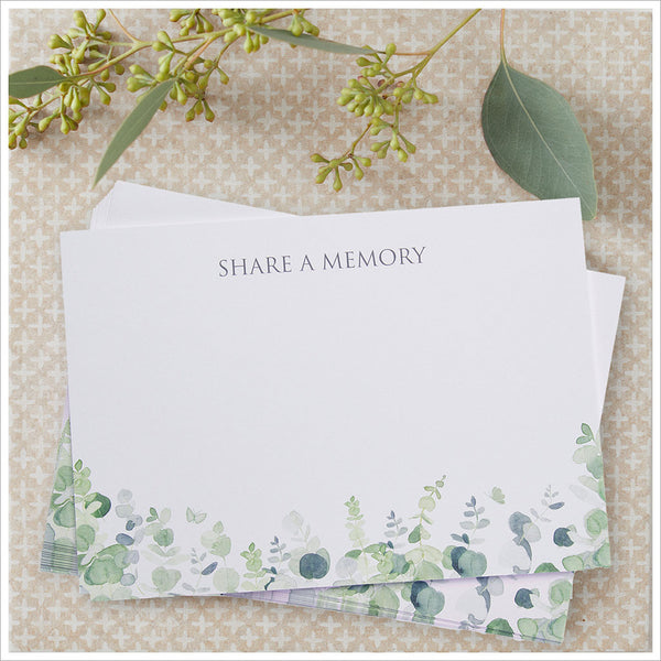 25 Eucalyptus 'Share a Memory' Remembrance Cards