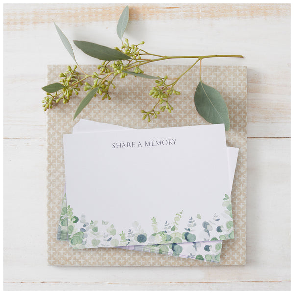 25 Eucalyptus 'Share a Memory' Remembrance Cards