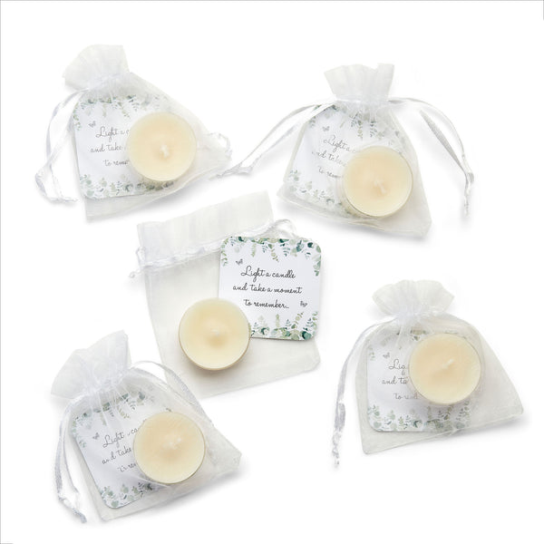 'Light a Candle...' Tealight Funeral Favours in Organza Bags