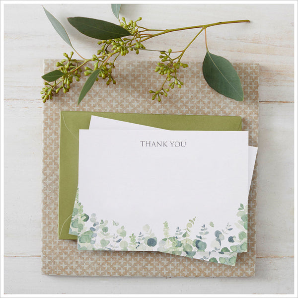 10 Eucalyptus Thank You Cards & Envelopes