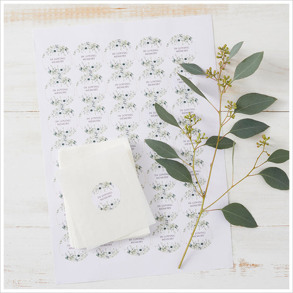 35 Eucalyptus Favour Envelopes & Stickers