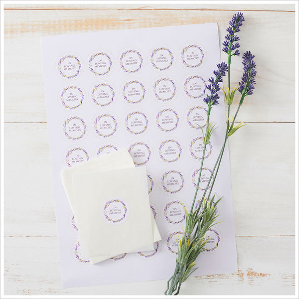 35 Lavender Funeral Favour Envelopes & Stickers