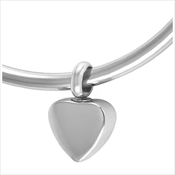 Heart Cremation Ashes Remembrance Bangle Sympathy Gift with Bag & Card - Angel & Dove