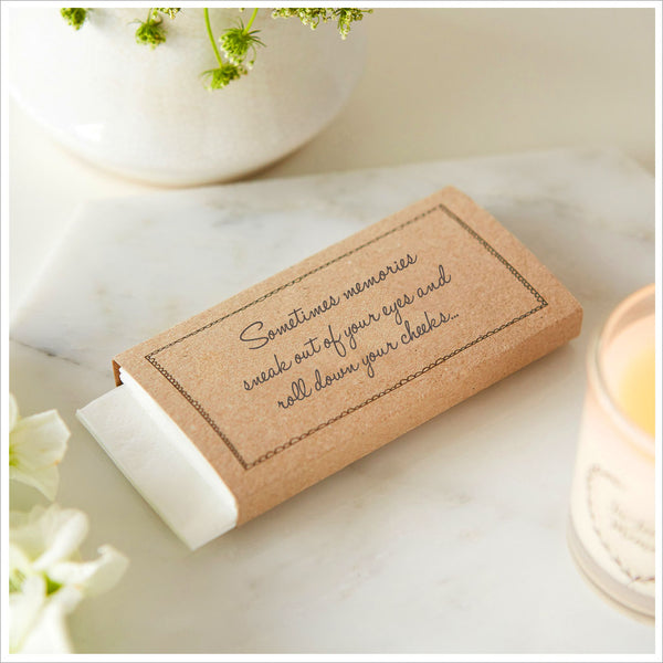 25 Kraft Tissue Wrap Funeral Favours 'Sometimes Memories Sneak Out of Your Eyes'