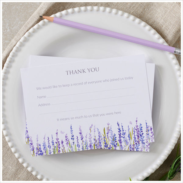 25 Lavender Funeral Attendance Cards