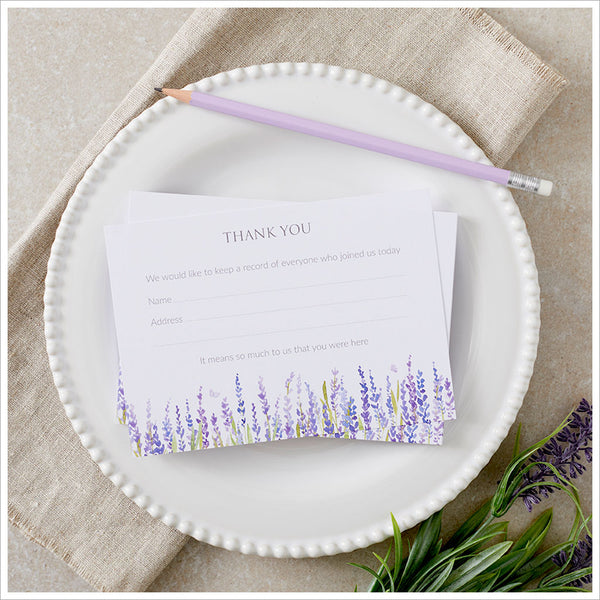 25 Lavender Funeral Attendance Cards