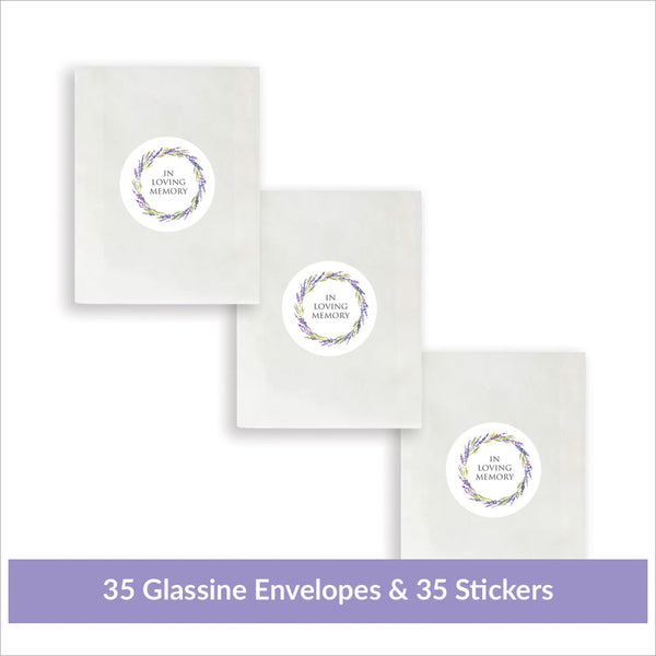 35 Lavender Funeral Favour Envelopes & Stickers