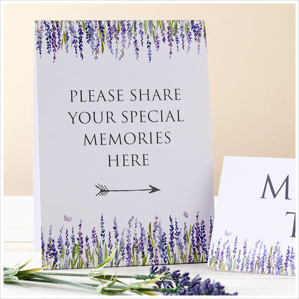 Lavender Funeral Memory Table Signs Set