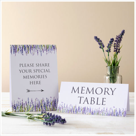 Lavender Funeral Memory Table Signs Set