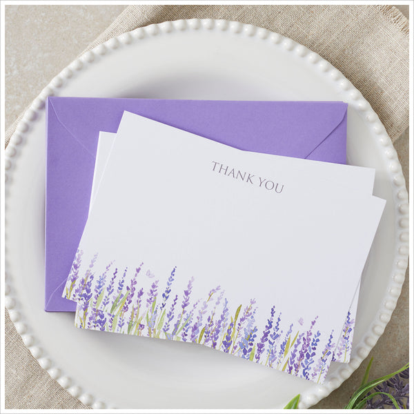 10 Lavender Thank You Cards & Envelopes