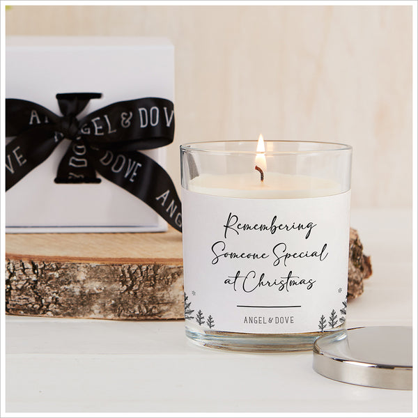 'Remembering Someone Special at Christmas' Gift Boxed 300ml Candle with Silver Lid