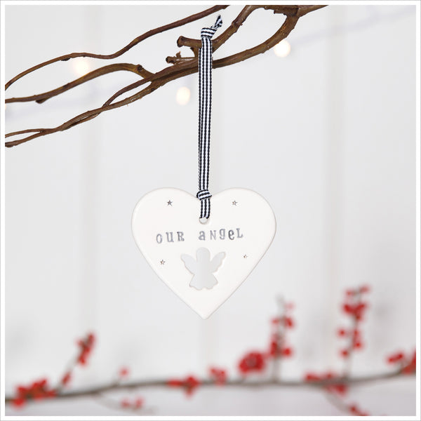 'Our Angel' Handmade Ceramic Heart Decoration in Luxury Gift Box