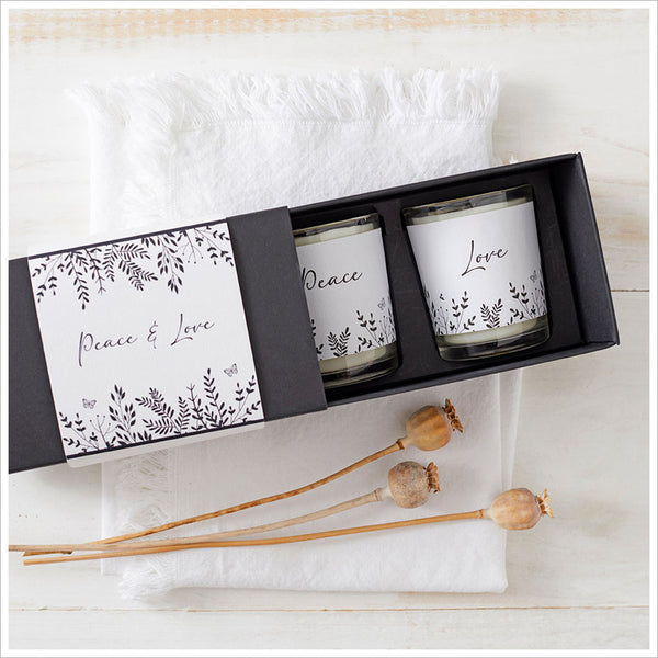 ‘Sending Peace & Love’ Votive Candles Sympathy Gift with Luxury Gift Bag