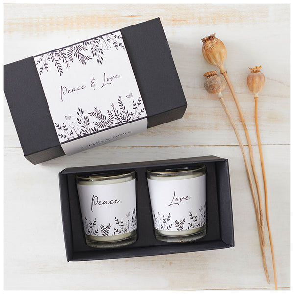 ‘Sending Peace & Love’ Votive Candles Sympathy Gift with Luxury Gift Bag