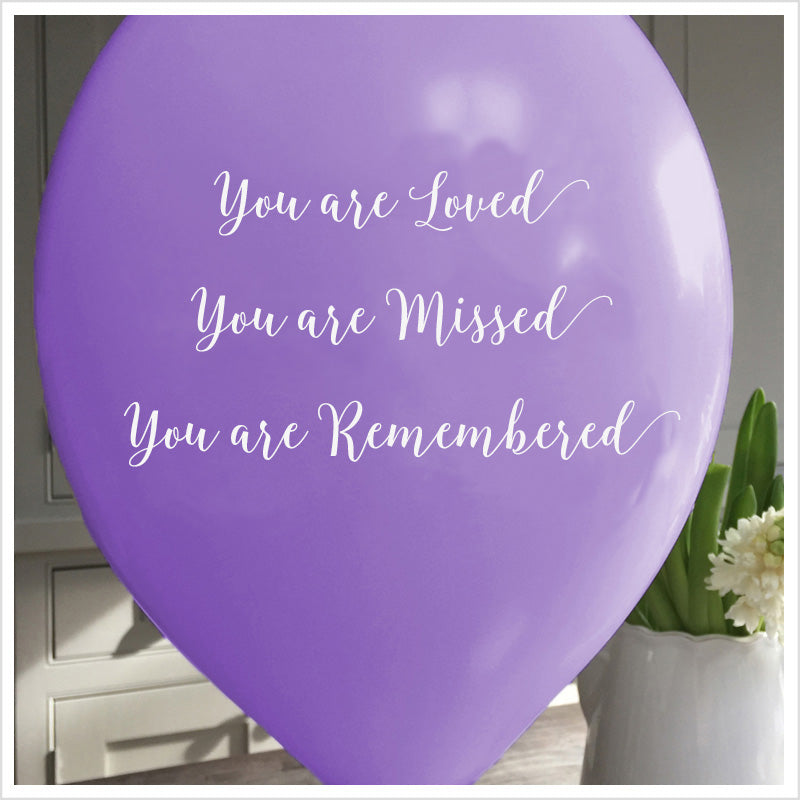 50 White & Purple 'you Are Loved, Missed, Remembered' Biodegradable Fu 