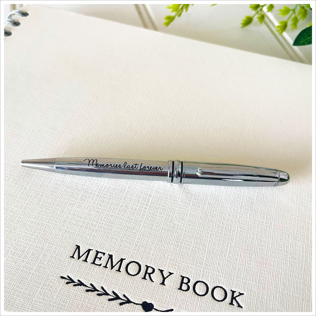 Pack of 5 'Memories Last Forever' Silver Chrome Pens (5 Pens for