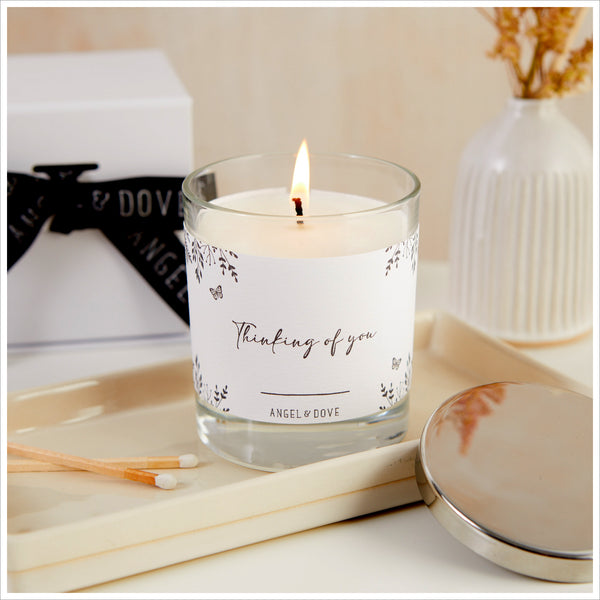 'Thinking of You' Gift Boxed 300ml Remembrance Candle with Silver Lid ...