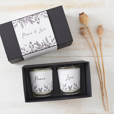 ‘Sending Peace & Love’ Votive Candles Sympathy Gift with Luxury Gift Bag