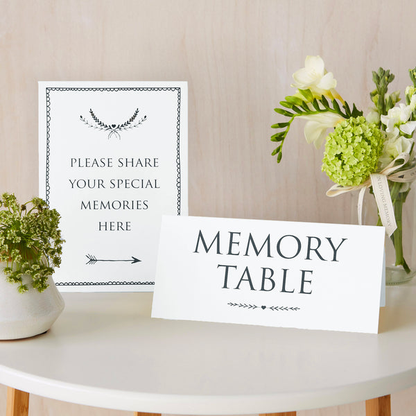 Monochrome Leaves Funeral Memory Table Collection