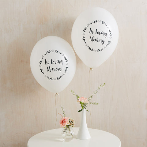 White 'In Loving Memory' Biodegradable Funeral Remembrance Balloons - Angel & Dove